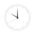 Clock face. Blank hour dial with hour, minute and second hand. Dashes mark minutes and hours. Simple flat vector