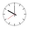Clock face. Blank hour dial with hour, minute and second hand. Dashes mark minutes and hours. Simple flat vector Royalty Free Stock Photo