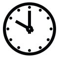 Clock face. Blank hour dial with hour and minute hand. Dots mark hours. Simple flat vector illustration Royalty Free Stock Photo
