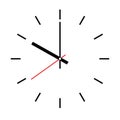 Clock face. Blank hour dial with hour, minute and second hand. Dashes mark hours. Simple flat vector illustration Royalty Free Stock Photo