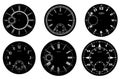 Clock face blank set isolated on white background. Vector watch design. Vintage roman numeral clock illustration. White number