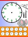 Clock face cartoon educational worksheet