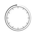 Clock face and circular arrow template. Grey, black main color.