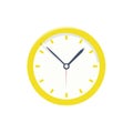 Clock face displaying ten minutes past ten with yellow border and simple vector illustration Royalty Free Stock Photo