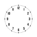 Clock face. Hour dial with numbers. Dots mark minutes and hours. Simple flat vector illustration