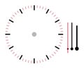 Clock face illustration with hour minute and second hands isolated on white background with clipping path Royalty Free Stock Photo