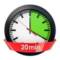 Clock face with 20 minutes timer. 3D rendering Royalty Free Stock Photo