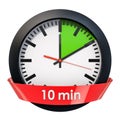 Clock face with 10 minutes timer. 3D rendering Royalty Free Stock Photo