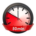 Clock face with 50 minutes timer. 3D rendering Royalty Free Stock Photo