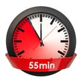 Clock face with 55 minutes timer. 3D rendering Royalty Free Stock Photo