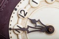 Clock face of old clock with worn numbers and arrows Royalty Free Stock Photo