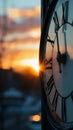 Clock Face Reflecting Sunset Royalty Free Stock Photo