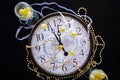 A clock face showing  just before midnight on new years eve in Spain Royalty Free Stock Photo