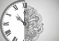 A clock face is split in Royalty Free Stock Photo
