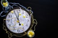 A clock face about to strike midnight on new years eve in Spain Royalty Free Stock Photo