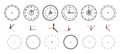 Clock face. Vintage and modern watch dial with decorative and minimal arrows. Roman or Arabic numerals and pointers. Contour