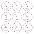 Clock faces - timezones Royalty Free Stock Photo