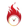 Clock fire deadline vector icon in abstract style