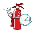 With clock fire extinguisher character cartoon