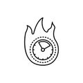 Clock, fire icon. Simple line, outline vector elements of time management for ui and ux, website or mobile application