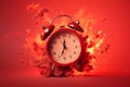 Clock fire time burns away. Generate Ai Royalty Free Stock Photo