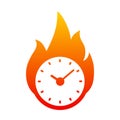 Clock in fire. Time logo - vector Royalty Free Stock Photo