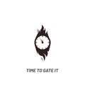 Clock in fire. Time logo - vector. Burning wall watch with flames isolated on white background in flat vector Royalty Free Stock Photo