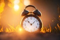 Clock on fire Time to wake up. ai generative Royalty Free Stock Photo