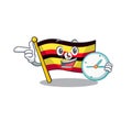 With clock flag uganda in the mascot shape