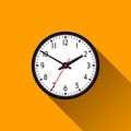 Clock Flat Icon with Long Shadow, Vector Illustration Royalty Free Stock Photo