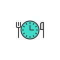 Clock with fork and knife filled outline icon Royalty Free Stock Photo