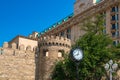 Clock at the fortress wall in Governor Garden in Baku city, Royalty Free Stock Photo