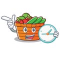 With clock fruit basket character cartoon