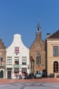 Clock gable and church tower in historic city Steenwijk Royalty Free Stock Photo