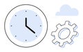 Clock, Gear, and Cloud Representing Time Management and Process Optimization Concepts Royalty Free Stock Photo