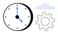 Clock, Gear, and Cloud Representing Time Management and Process Optimization Royalty Free Stock Photo