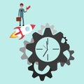 Clock gear icon. Business vector design Businessman run along gear Royalty Free Stock Photo