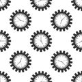 Clock gear icon seamless pattern on white background Royalty Free Stock Photo