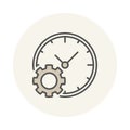 Clock with gear icon