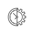 Clock and gear line icon