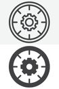 Clock gear settings line and solid different style vector icon set Royalty Free Stock Photo
