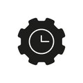 Clock In Gear Solid Icon. Time Management, Efficiency, And Workflow Optimization Silhouette Symbol. Productivity Royalty Free Stock Photo