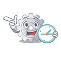 With clock gear on style character shape funny Royalty Free Stock Photo