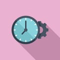 Clock gear time icon flat . Work control Royalty Free Stock Photo