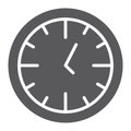 Clock glyph icon, time and dial, watch sign, vector graphics, a solid pattern on a white background. Royalty Free Stock Photo