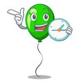 With clock green baloon on left corner mascot