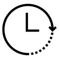 Clock gyre arrow icon in line style, clock hand. Gyre arrow icon for time tracking at work. Use pixel perfect line gyre