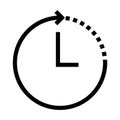 Clock gyre arrow icon in line style, clock hand. Clock gyre arrow icon for time tracking at work. Use pixel perfect line