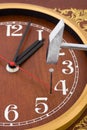 Clock, hammer and nail Royalty Free Stock Photo