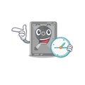 With clock hard drive internal mascot isolated cartoon